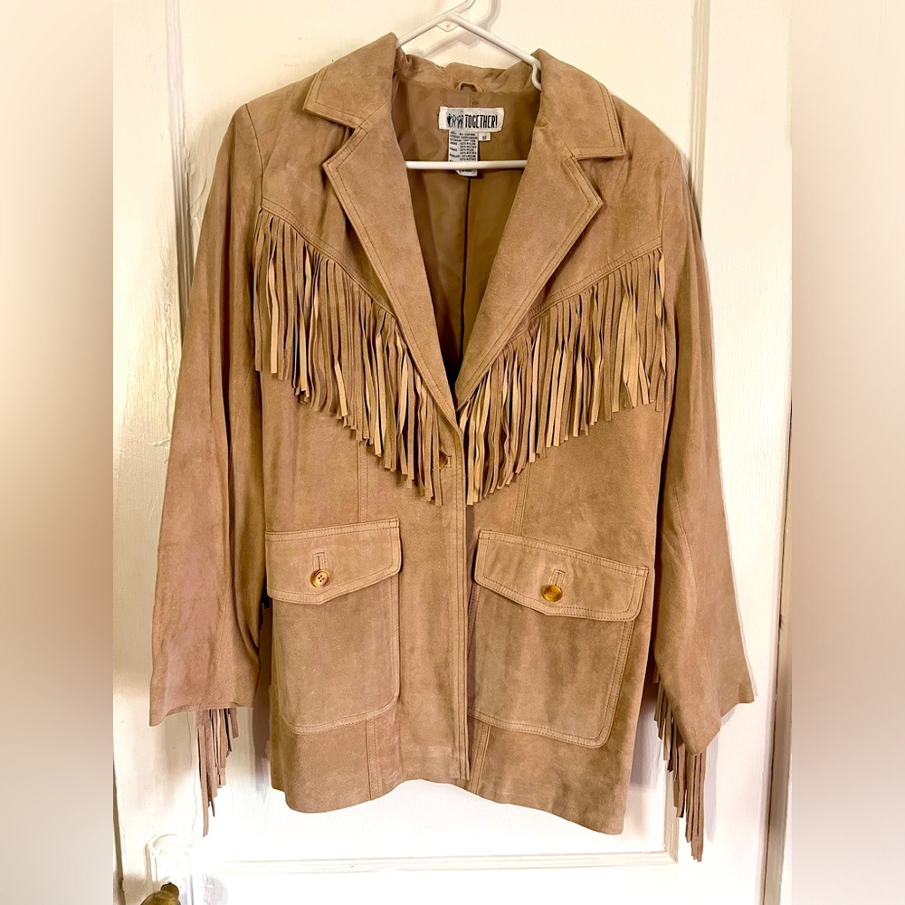 Vintage leather fringe coat